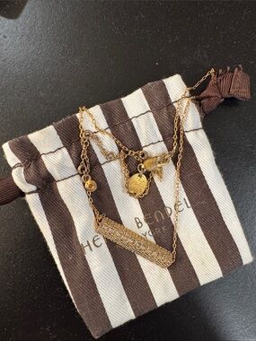 Henri Bendel Gold Pave Horizontal Bar Necklace
